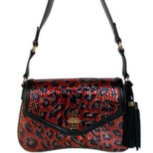 NWT Brahmin "Nerida" Red Leopardess Shoulder Bag Retail $395